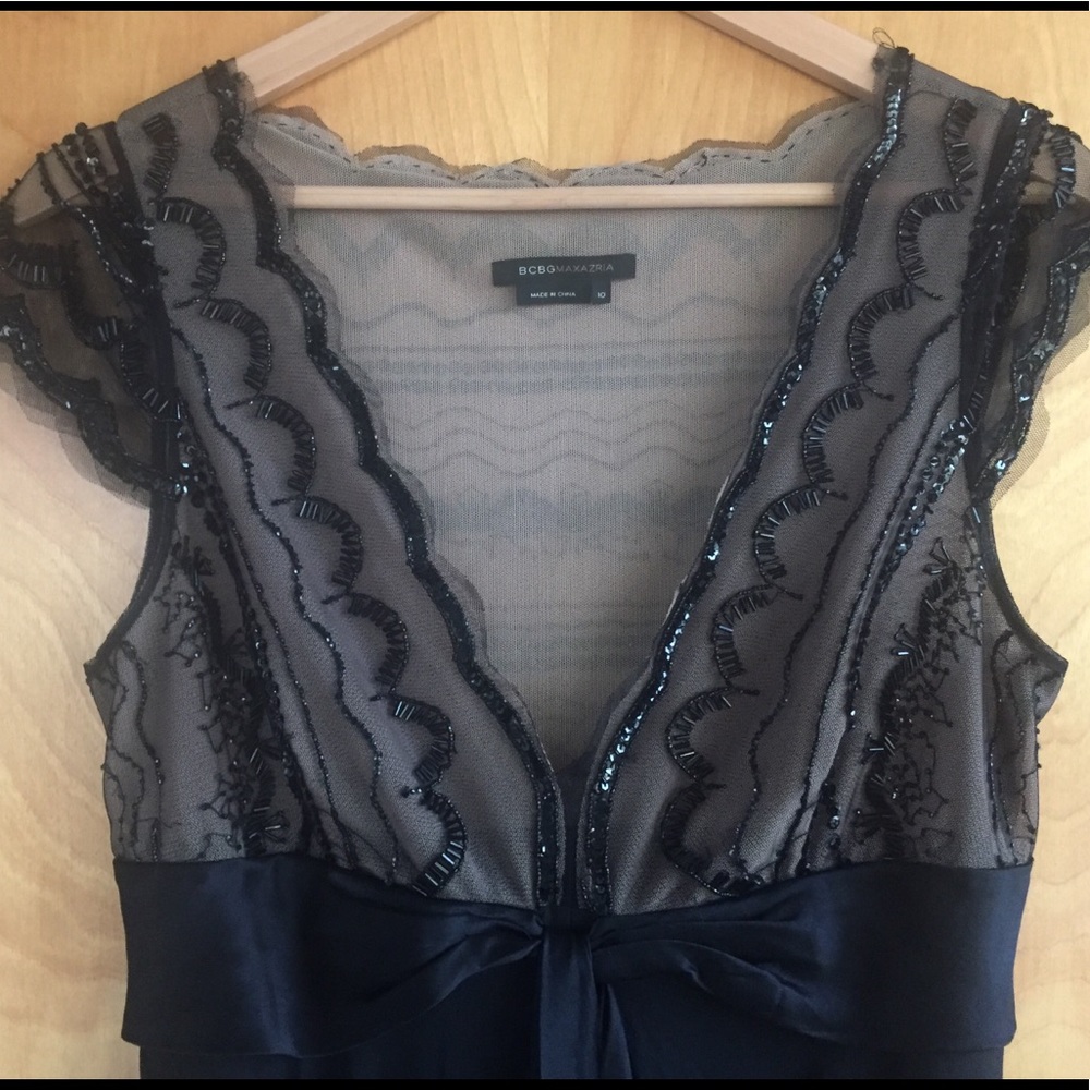 SOLD BCBG beaded black cocktail dress - Picture 3 of 7